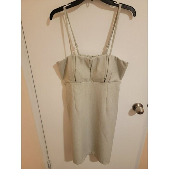 Olivia Matthew's Mini Dress Size 16 Spaghetti Adjustable straps Gray/Beige - Picture 1 of 7